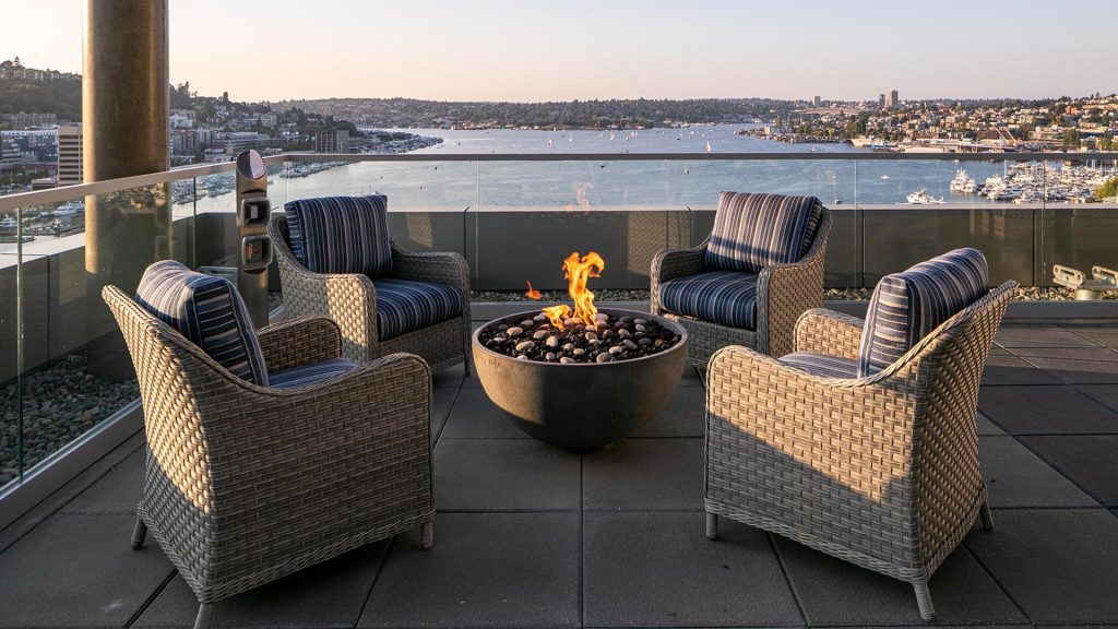 Outdoor seating area with fire pit