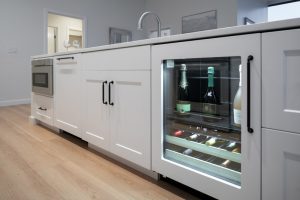 kitchen cabinets and beverage refrigerator